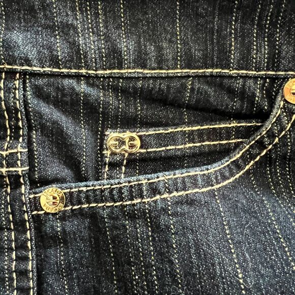 Luxury Escada Designer Denim Bootcut Gold Striped Jeans 40 Euro - Picture 10 of 11